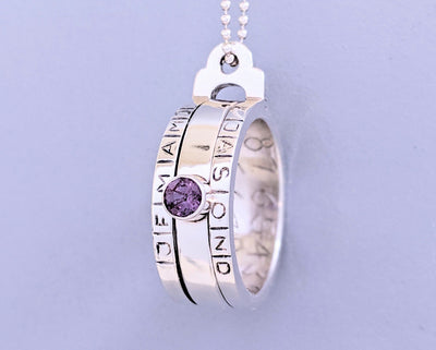 STERLING SILVER SUNDIAL | <Z-FIRE.COM >  With Your Alexandrite  Birthstone With Chain Contact Us if You Wish it Gold Plated or With Patina Enhanced Letters Free Standard Shipping Free Astrological Report Hassle Free Returns
